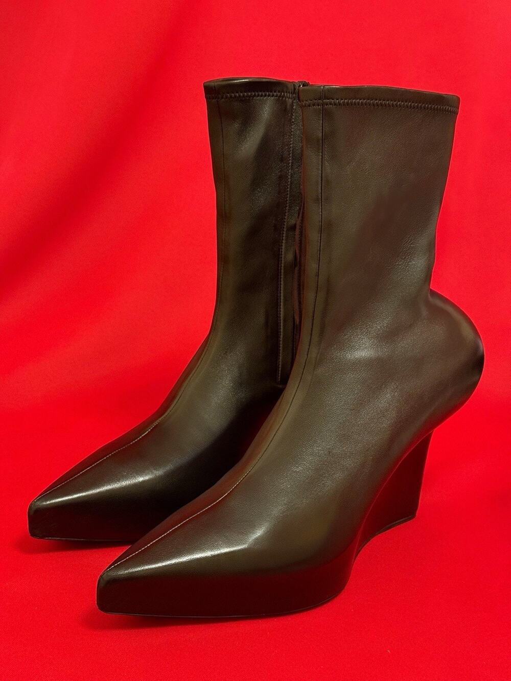 $1734 Sz 40 US 9 ❤️ Givenchy Women Wedge Ankle Black Comfortable Sock Boots